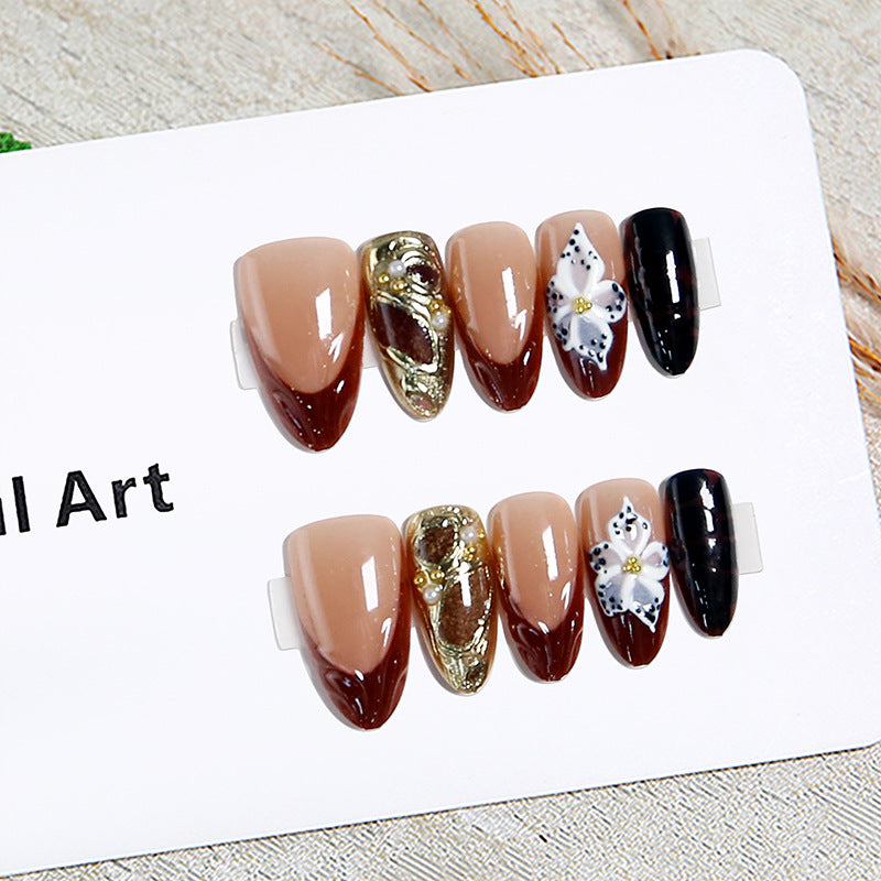Exquisite artificial nails with 3D flower decoration Stornfield