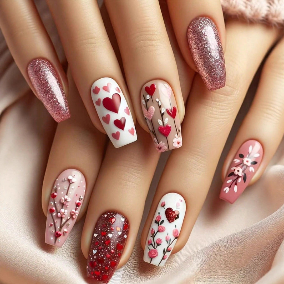Heart-Themed Decorative Press-On Nail Art Stornfield