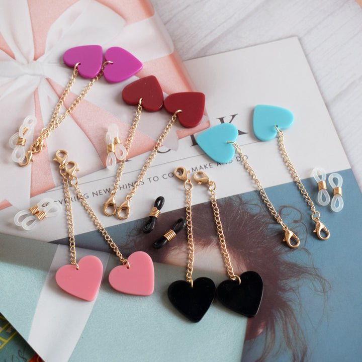 Heart-Shaped Dangle Earrings with Gold Chain Stornfield