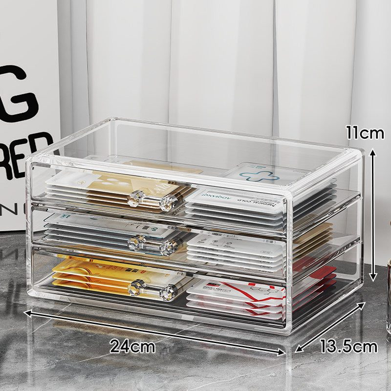 Transparent Acrylic Multi-Drawer Countertop Organizer for Face Masks and Small Accessories