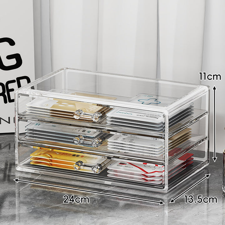 Transparent Acrylic Multi-Drawer Countertop Organizer for Face Masks and Small Accessories