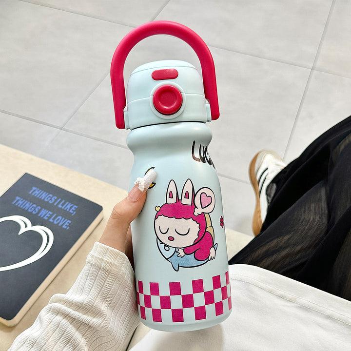 Women's water bottle with fun animal design and ergonomic carrying handle Stornfield
