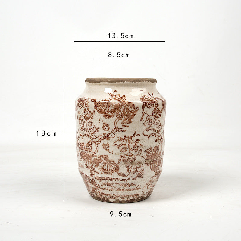 Floral ceramic flower pot with artistic pattern Stornfield