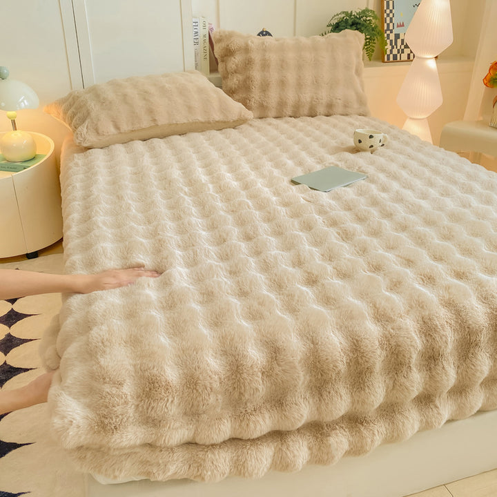 Plush Textured Furry Bedspread