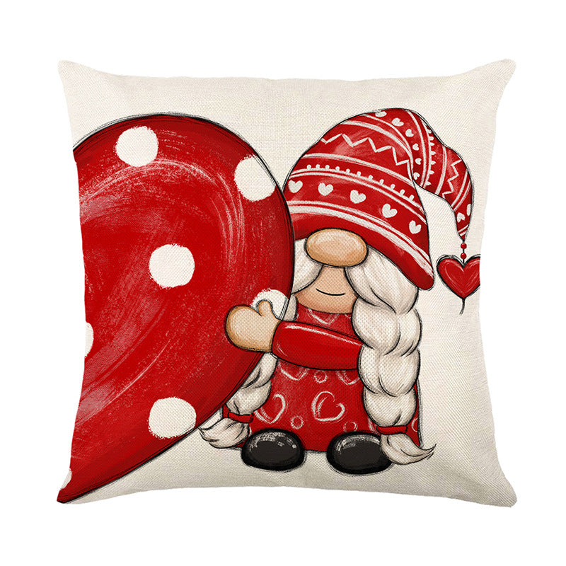 Valentine's Day Decorative Linen-Texture Square Throw Pillow Cover with Script Print