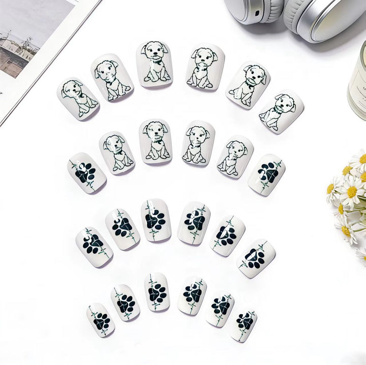 Acrylic nails with cute dog design Stornfield