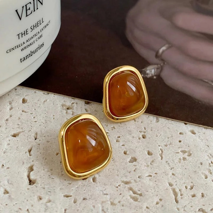 Glamorous earrings with high-quality amber elements Stornfield