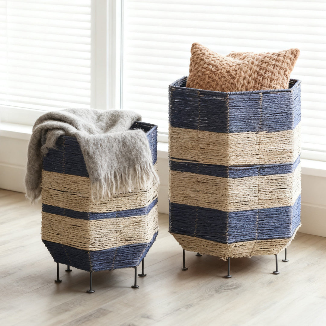 Decorative laundry basket with metal legs Stornfield