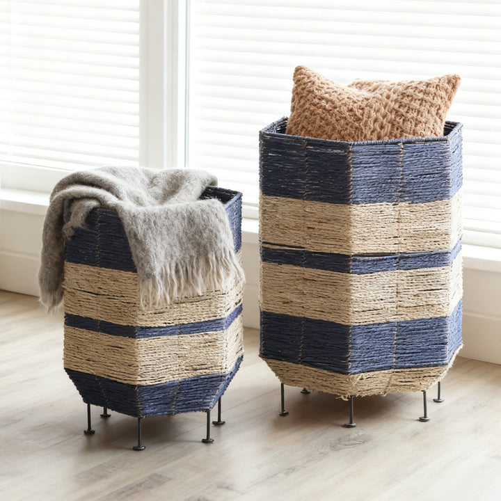 Decorative laundry basket with metal legs Stornfield
