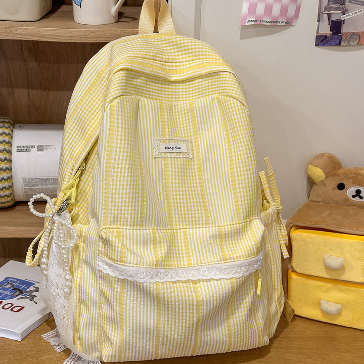 Striped Casual Backpack with Decorative Lace Stornfield