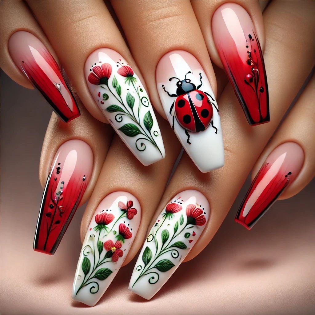 Creative Nail Art Set with Floral Motifs Stornfield