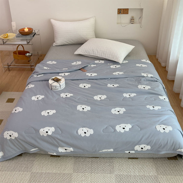 Quilted Comfort Comforter with Cute Cloud Dog Design