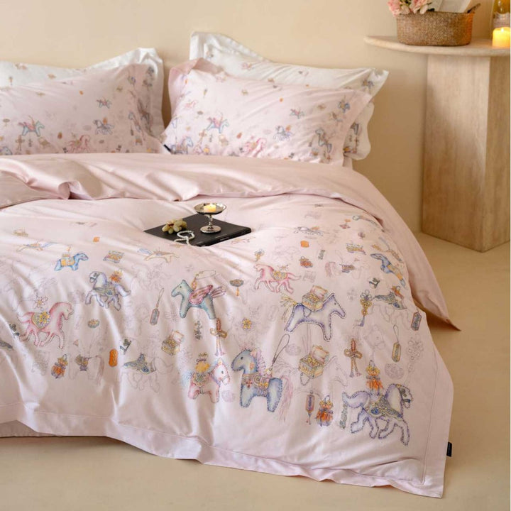 Children's Pastel Fairytale Cotton Sateen Duvet Cover Set with Pillowcases