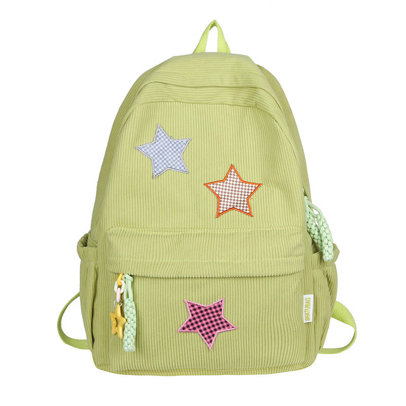 Fun Star Patterned Corduroy School Backpack Stornfield