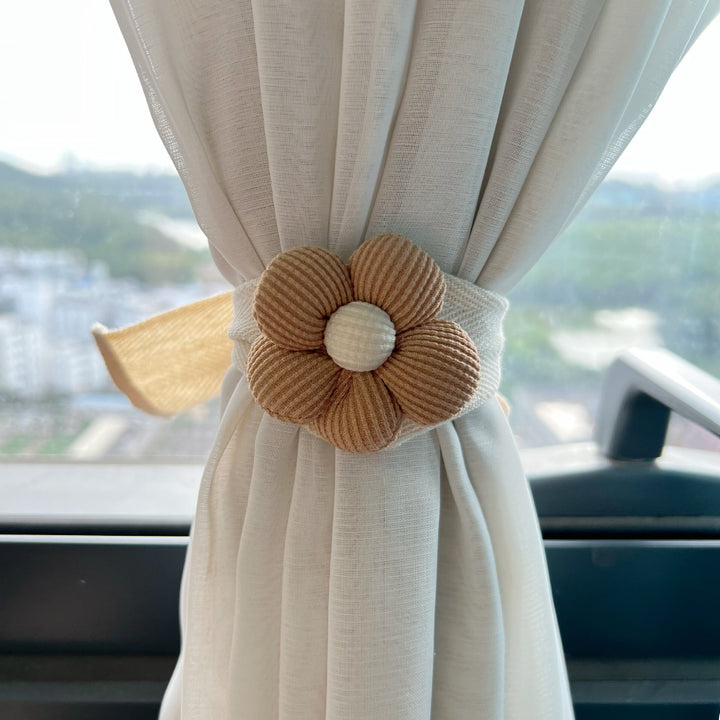 Plush Bear Curtain Tieback with Elastic Loop and Soft Teddy Face