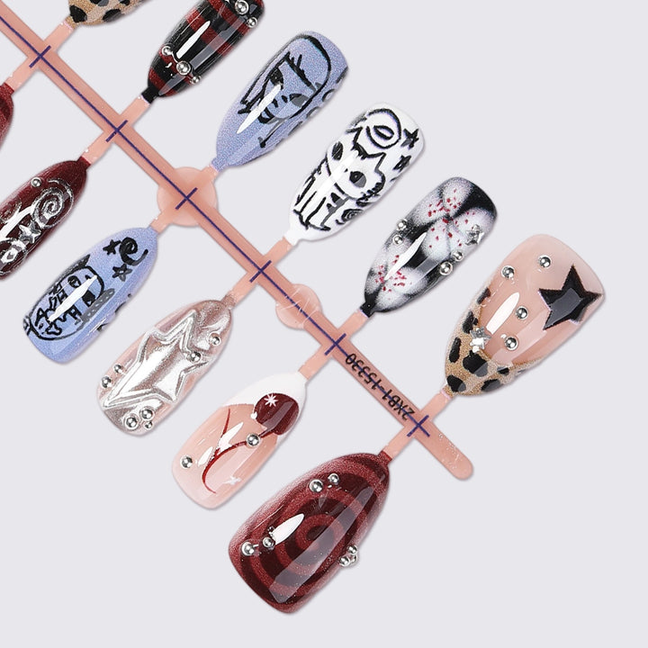 Creative Nail Art Set with Unique Designs and Glitter Elements Stornfield