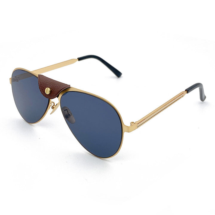 Retro Pilot Sunglasses with Blue Tinted Lenses Stornfield
