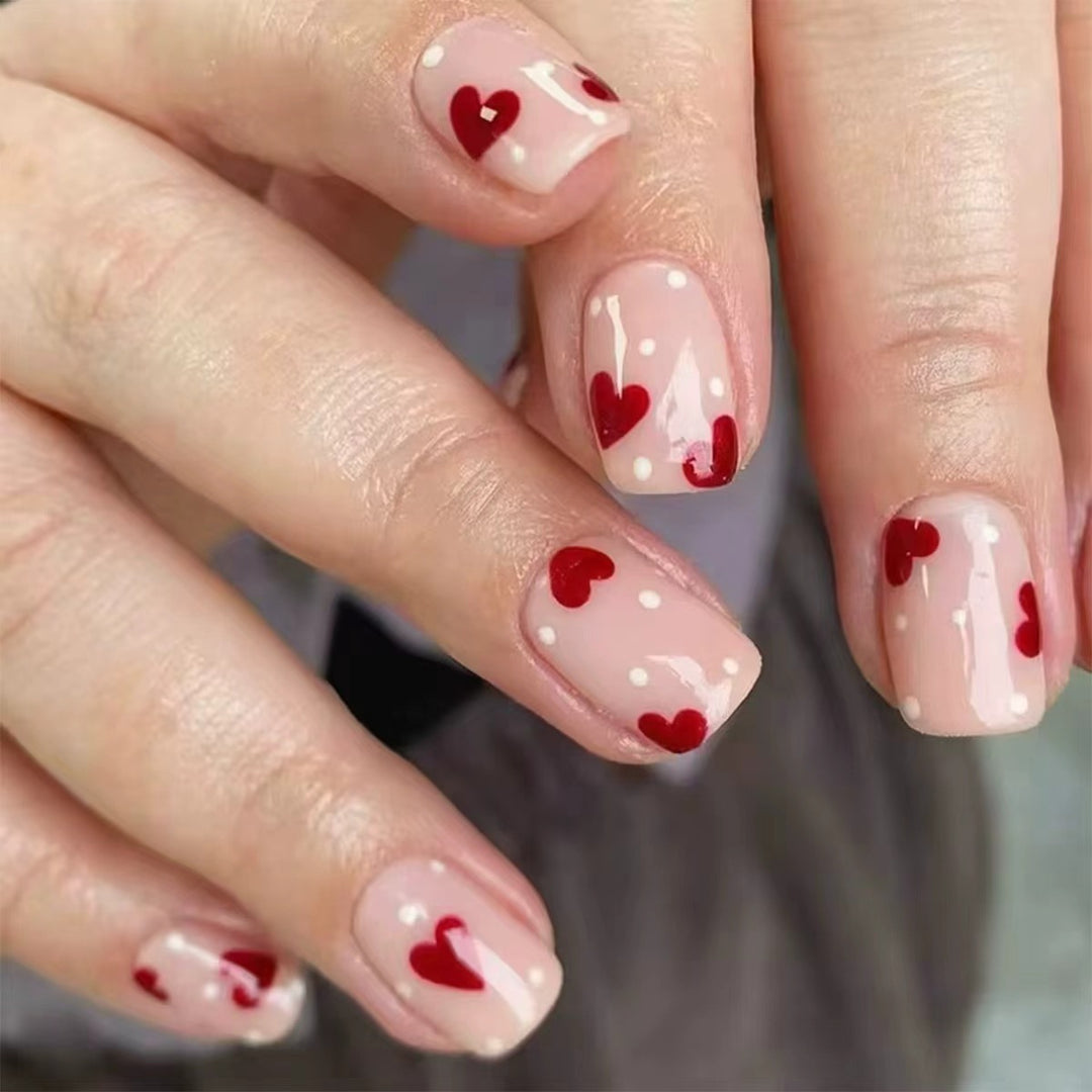 Artistic Heart-Themed Nail Extensions Stornfield