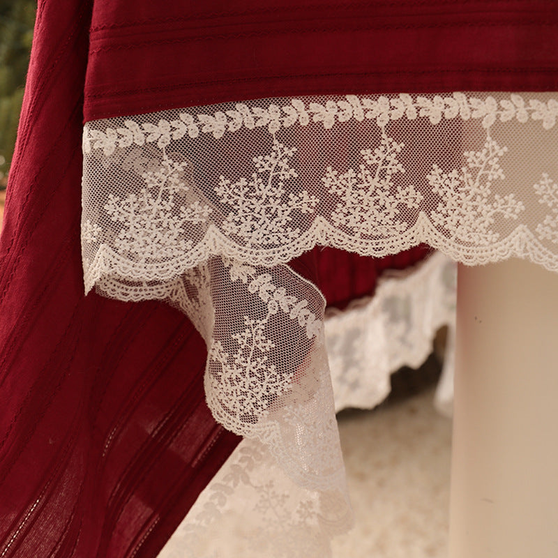 Rectangular festive tablecloth with lace border and fine waffle texture Stornfield