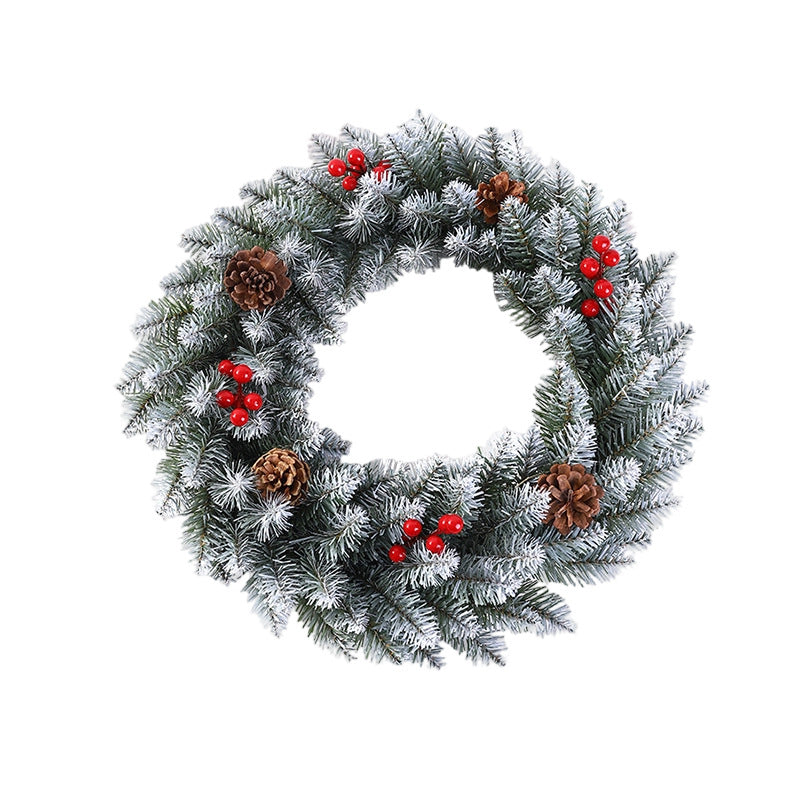Artificial Christmas Pine Wreath with Red Berries and Pinecones
