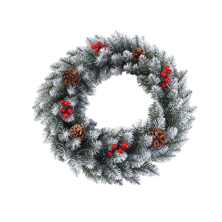 Artificial Christmas Pine Wreath with Red Berries and Pinecones