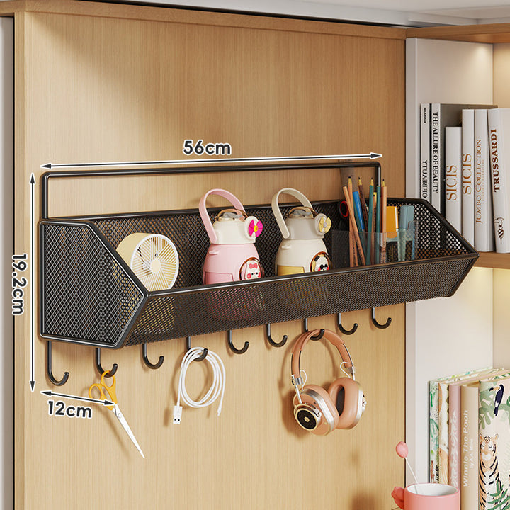 Mesh Hanging Wall Storage Basket Shelf with Over-Cabinet Hook and Ventilated Steel Design