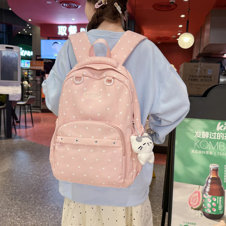Polka Dot Print Backpack with Accessories Stornfield