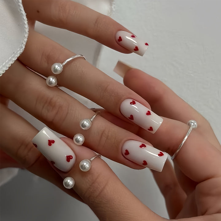 Artistic Heart-Themed Press-On Nail Set Stornfield