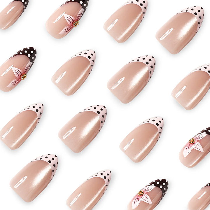 Artful Nail Extensions with Flower and Dot Design Stornfield