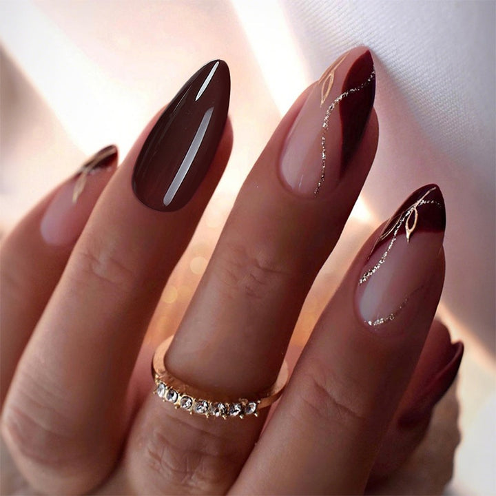 Nail set with glossy finish and elegant designs Stornfield