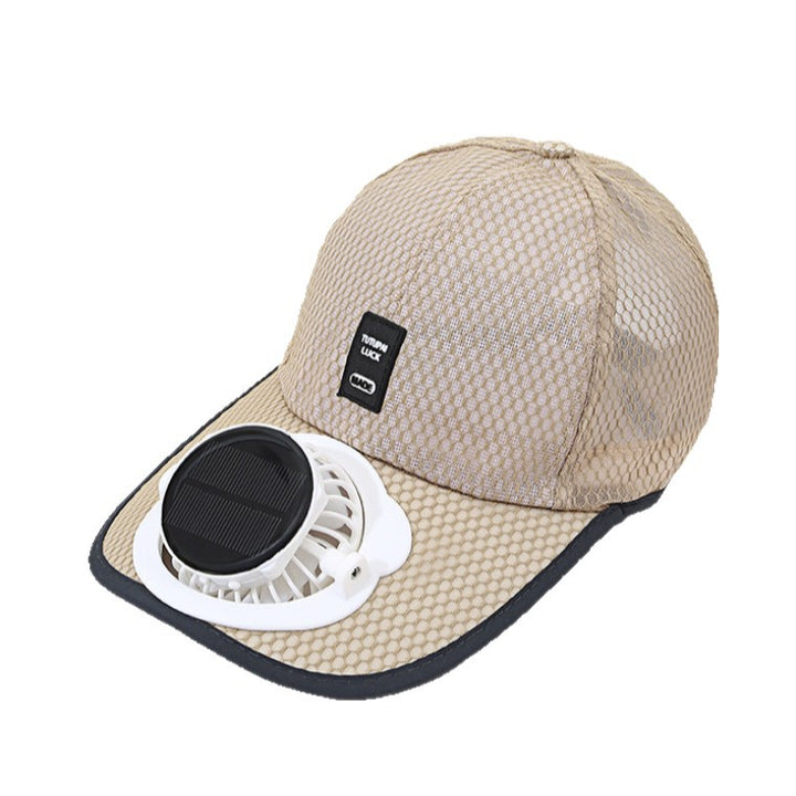 Ventilated baseball cap with integrated solar fan in the visor and breathable mesh Stornfield