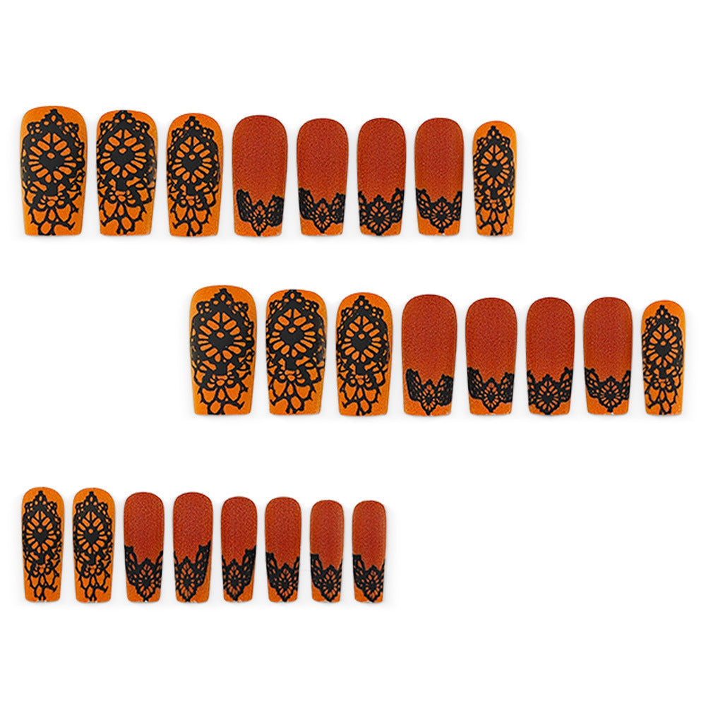 Artificial nails in elegant lace design with matte finish Stornfield