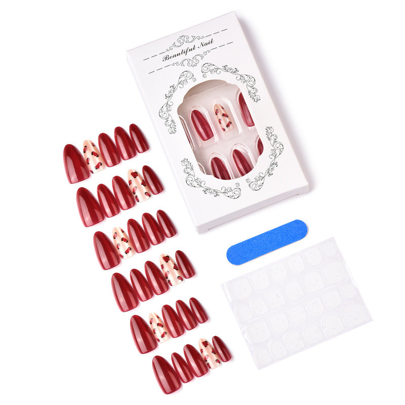 Artistic Press-On Nail Set with Heart Design