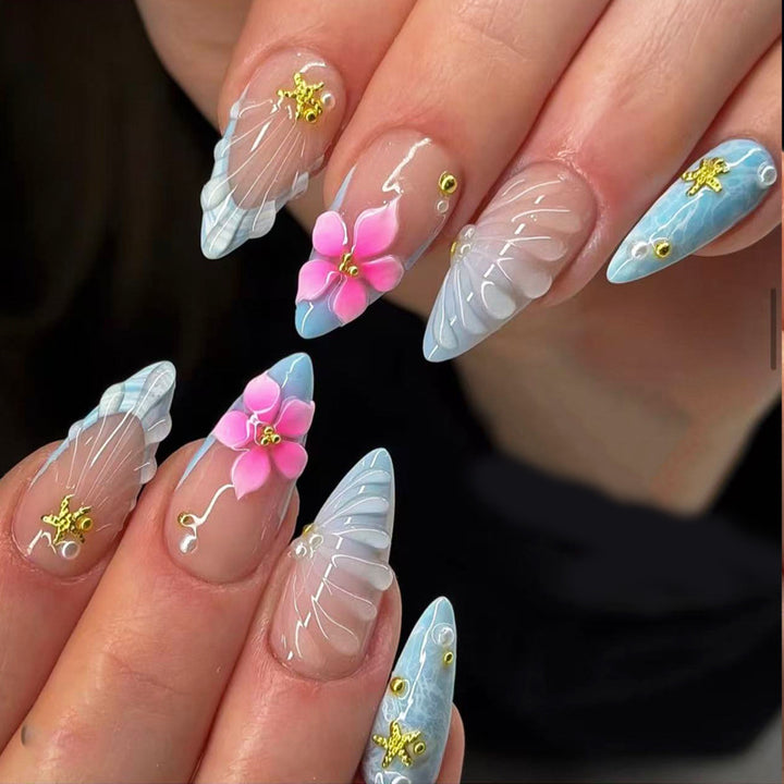 Artistic Sea-Inspired Press-On Nail Set Stornfield