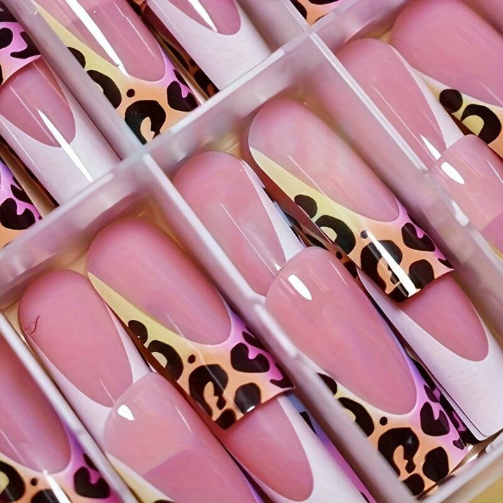 Stylish Press-On Nail Set with Leopard Design Stornfield