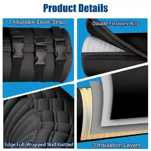 Unisex one size wide flat window sealing panel for portable air conditioner with universal round exhaust collar and quick-release elastic bands Stornfield