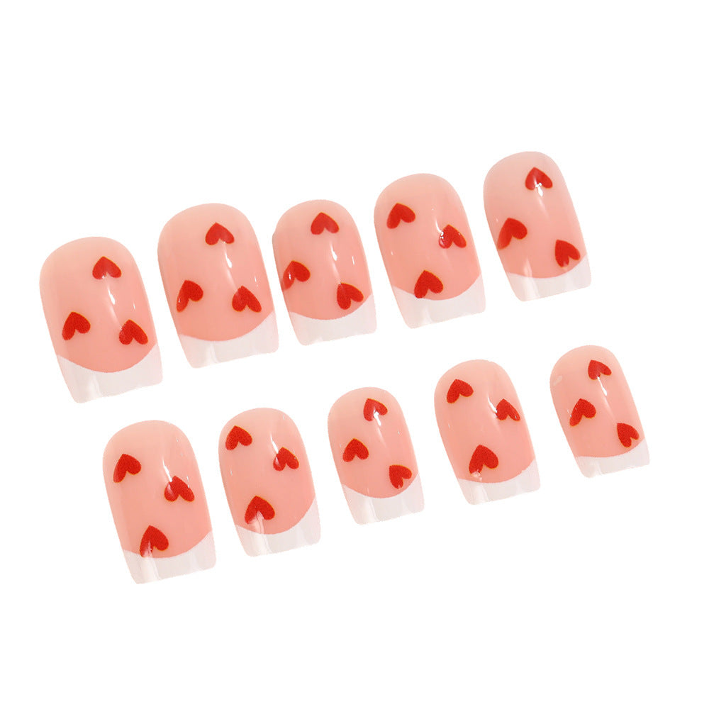 Artificial nails with romantic heart motifs Stornfield