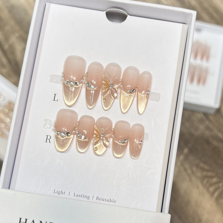 Elegant Butterfly-Accent Press-On Nail Set Stornfield