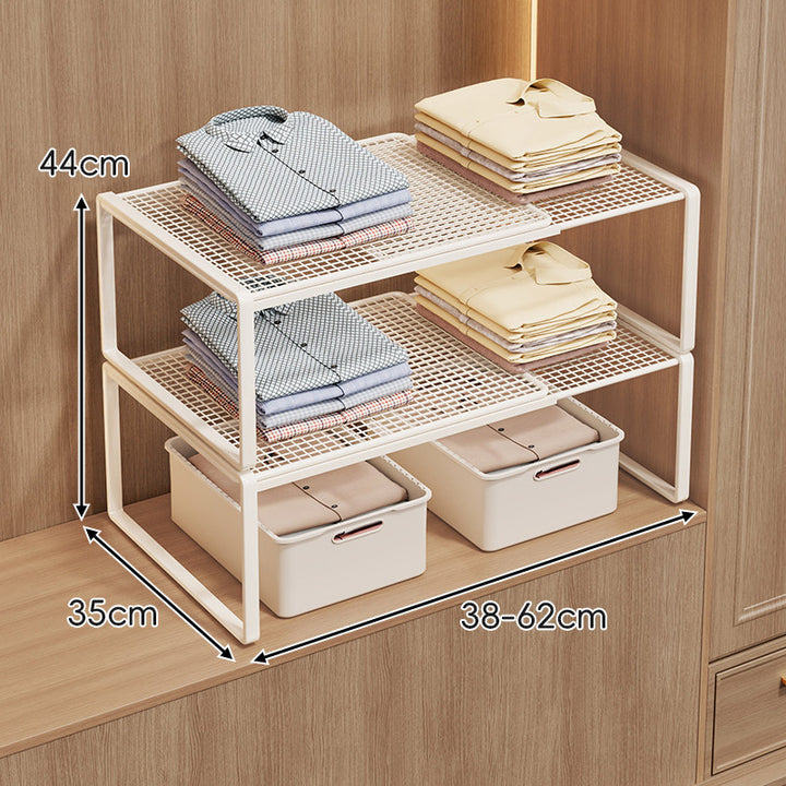 Adjustable Mesh Shelf Riser for Closet Countertop and Cabinet