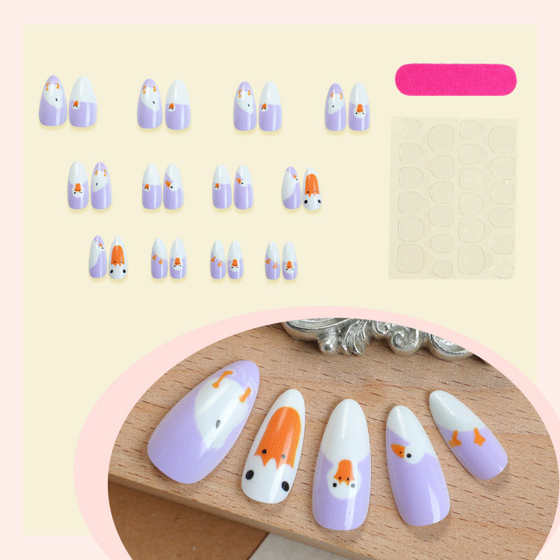 Artistic Cartoon-Themed Press-On Nail Art Set Stornfield