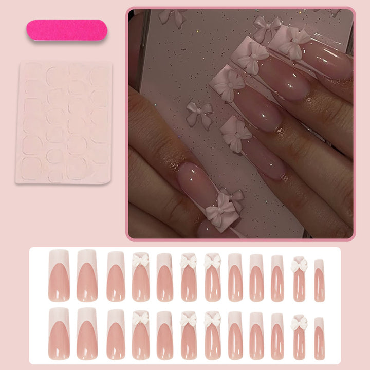 Artificial nail set with shimmering details and cute bows Stornfield