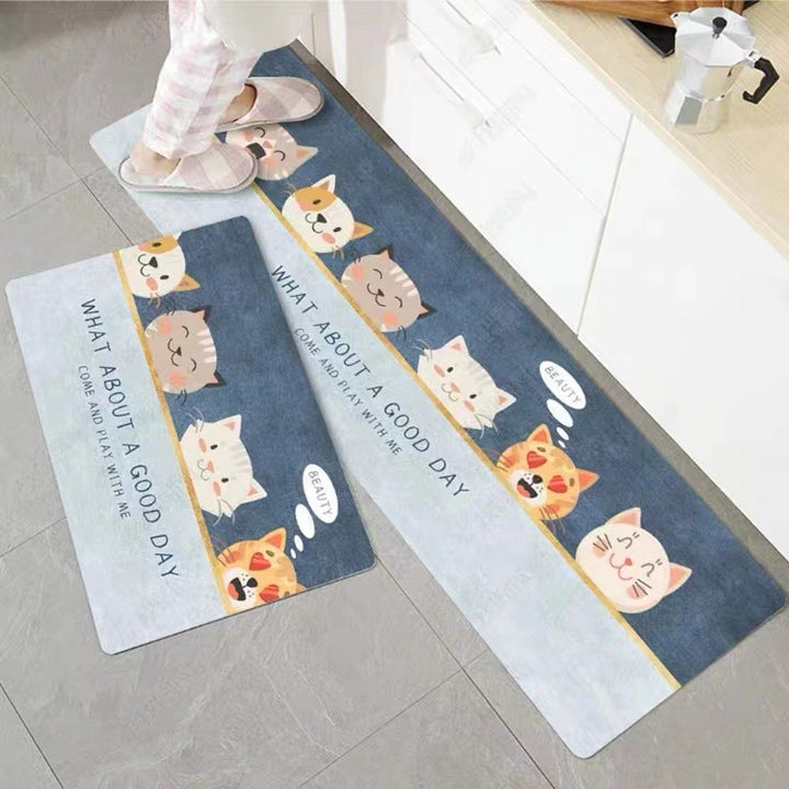 Playful Cat-Themed Kitchen Mat Set Stornfield