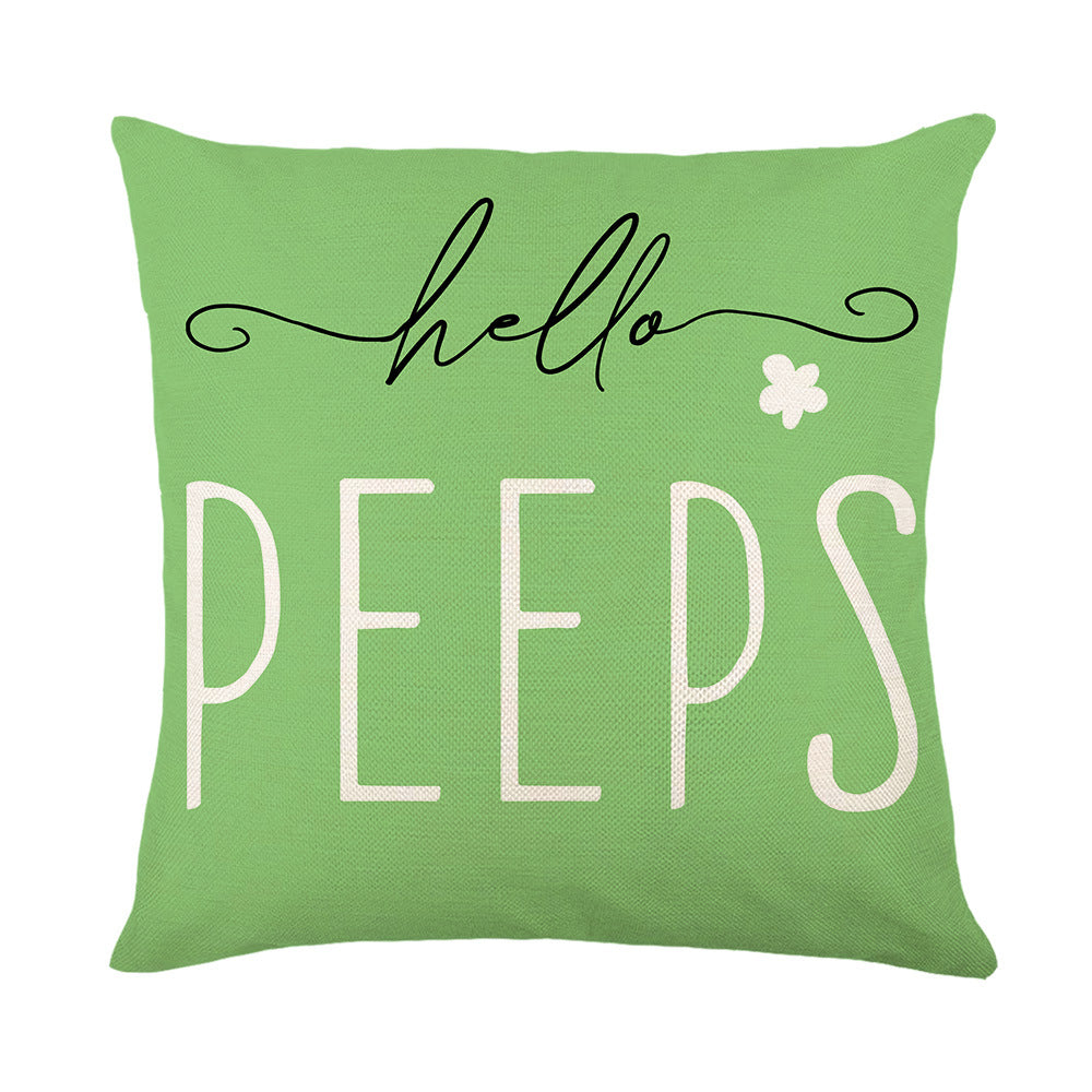 Decorative Easter Bunny Illustrated Throw Pillow Cover