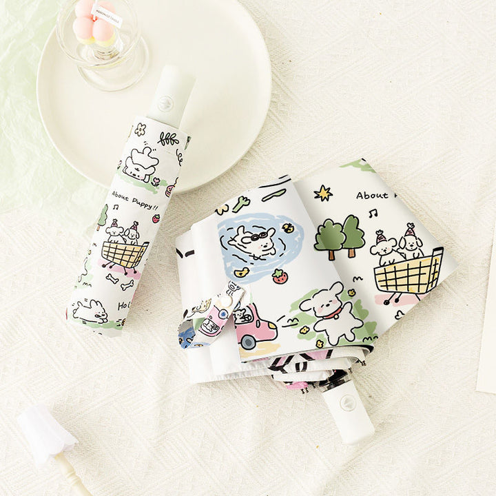 Women Automatic Mini Umbrella with Vibrant Animal Design Stornfield