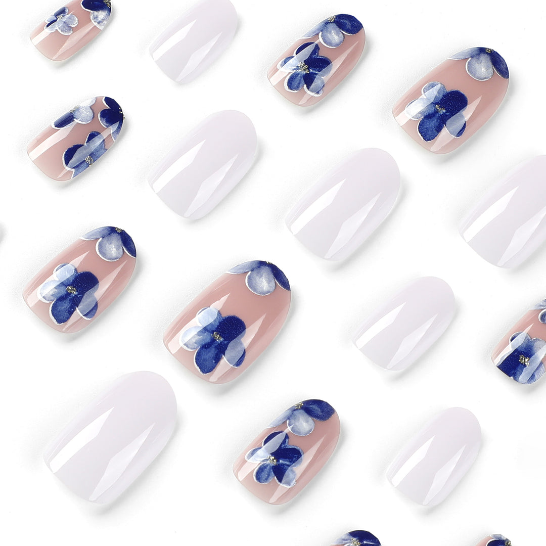 Artful Nail Extensions with Floral Accents Stornfield