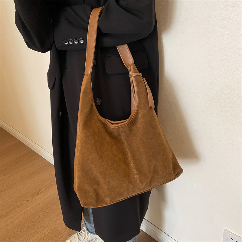 Suede Slouchy Shoulder Bag