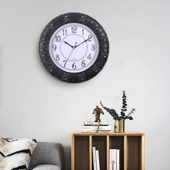 Elegant Wall Clock with Filigree Flower Design Stornfield