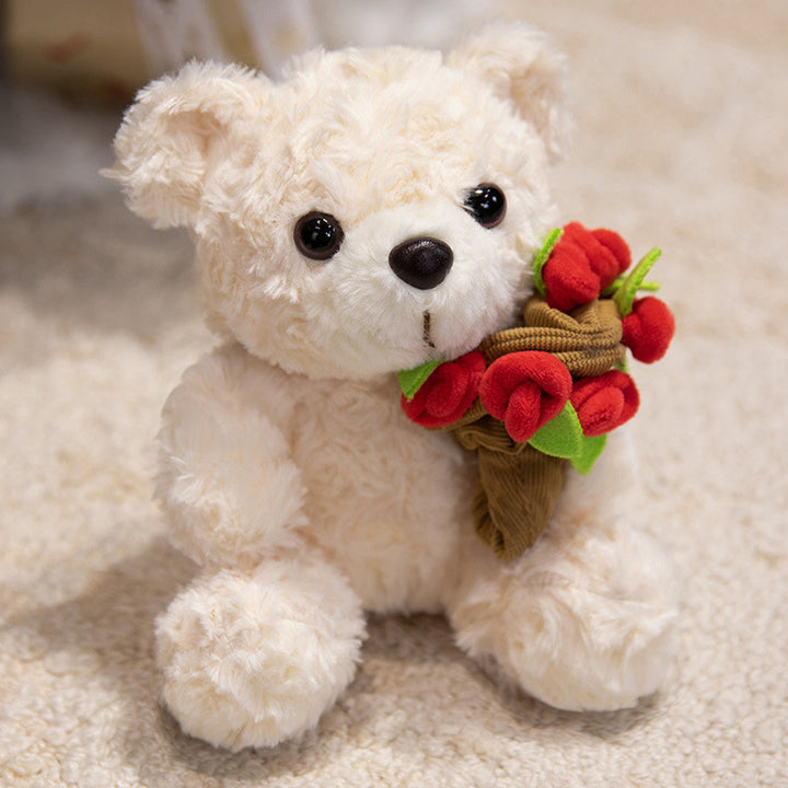 Plush Christmas Teddy Bear with Santa Hat and Knit Scarf Holiday Huggable Stuffed Toy Stornfield