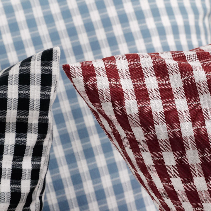 Gingham Check Cotton-Linen Square Throw Pillow Cover with Hidden Zipper