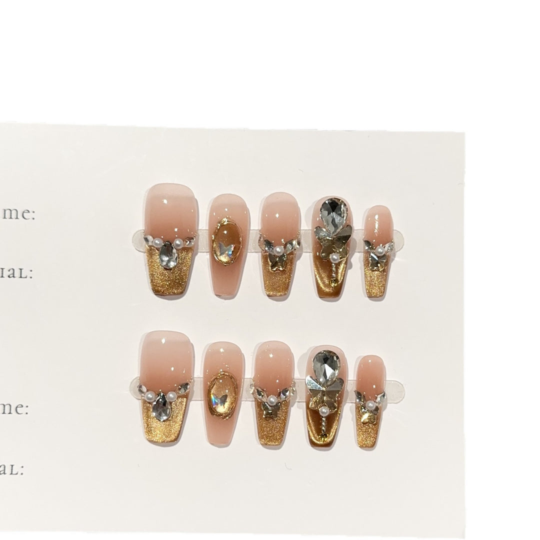 Elegant Gemstone-Accent Press-On Nail Set